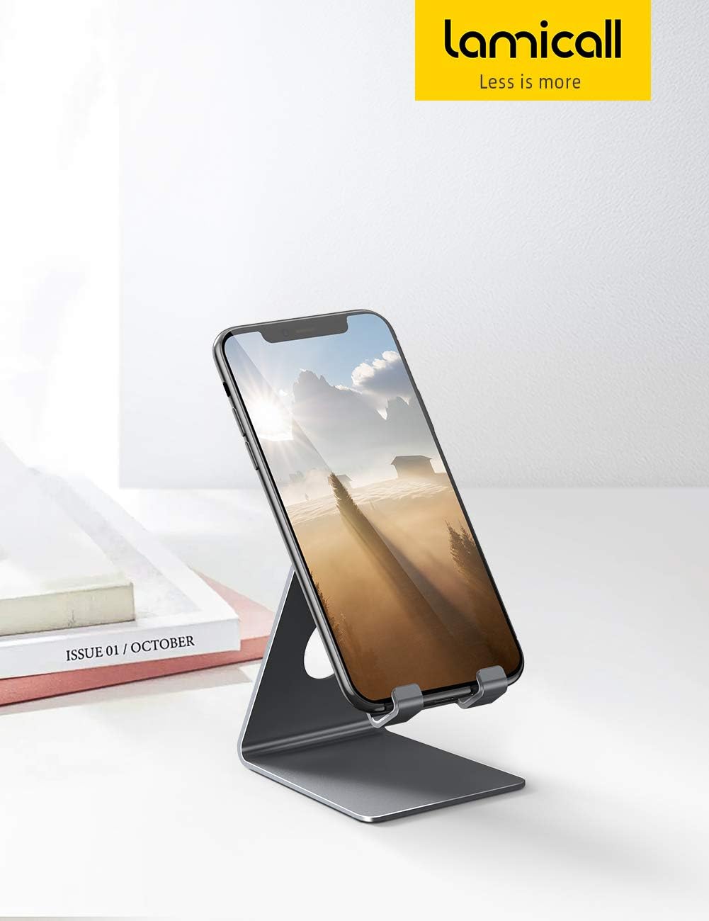 Cell Phone Stand, Phone Dock: Cradle, Holder, Stand for Office Desk - Black