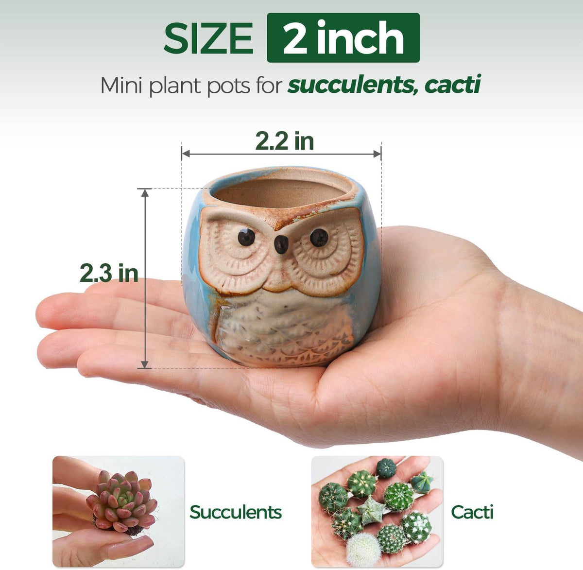Mini Ceramic Succulent Pots, Small Gift Planters, Retro Decor Set of 6