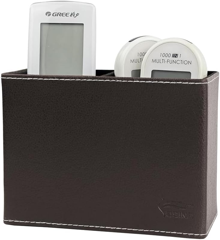 Leather Pen Holder, Brown Pencil Holder, Desktop Elegant Pen Holder for Desk, Stationery Organizer for School Office Home Dorm (3.3" x 3.3" x 4", Brown)