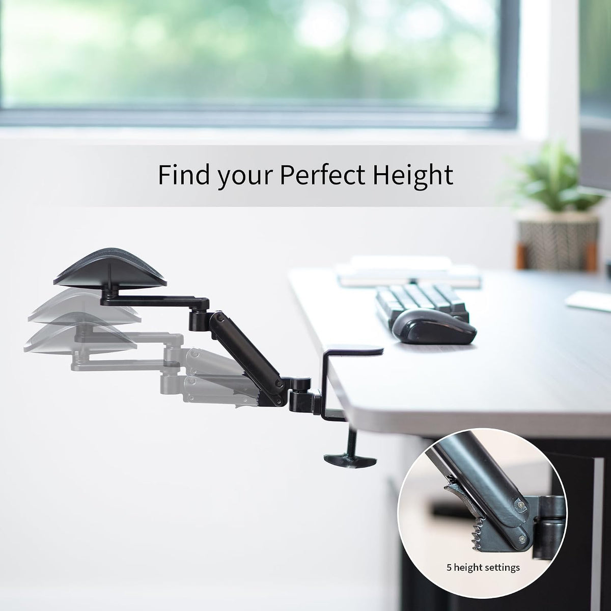 Black Clamp-on Adjustable Arm Rest, MOUNT-ARM01