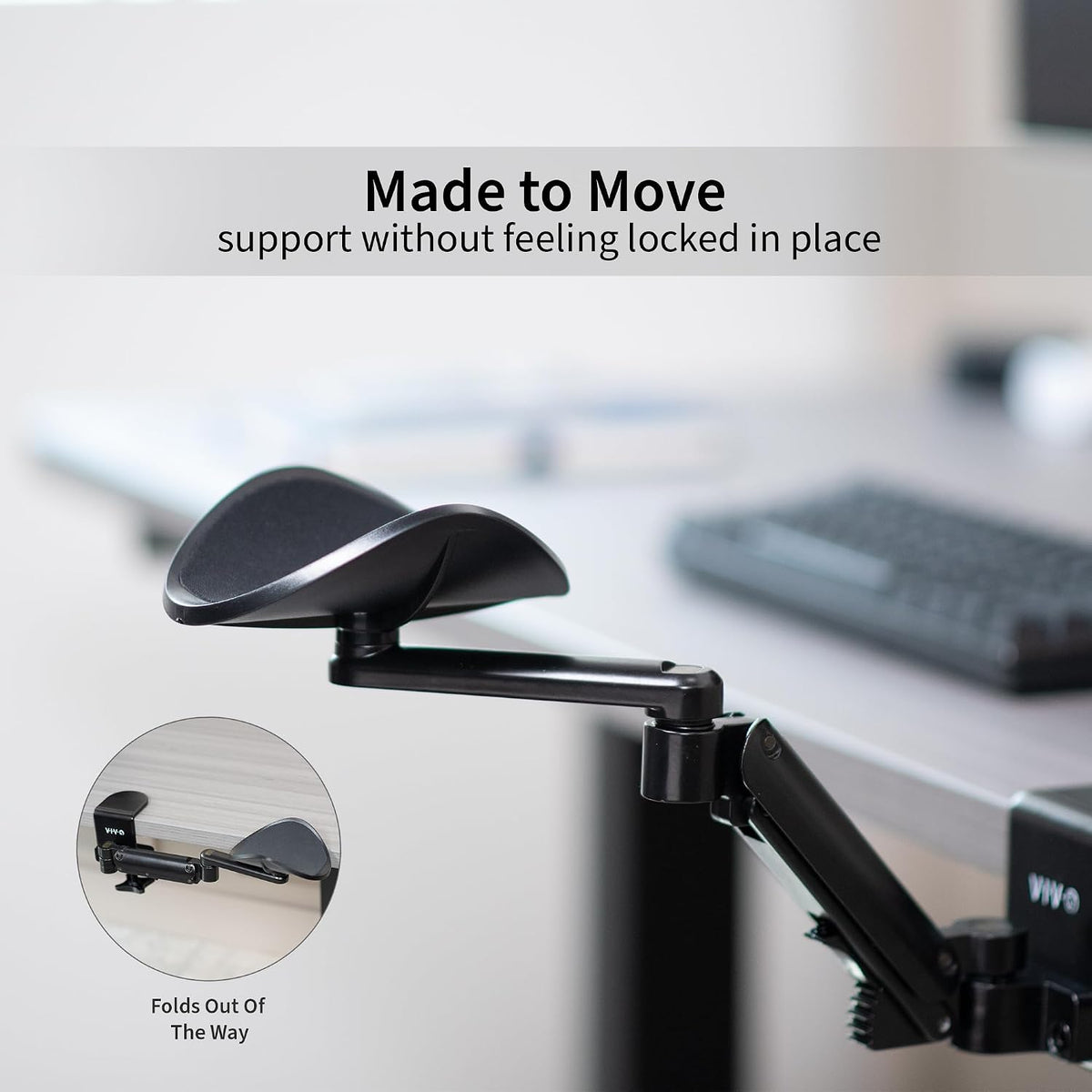 Black Clamp-on Adjustable Arm Rest, MOUNT-ARM01