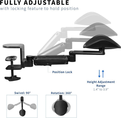 Black Clamp-on Adjustable Arm Rest, MOUNT-ARM01