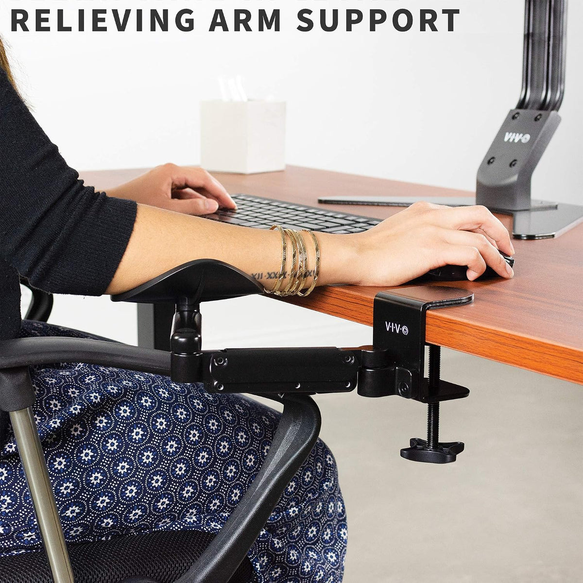 Black Clamp-on Adjustable Arm Rest, MOUNT-ARM01