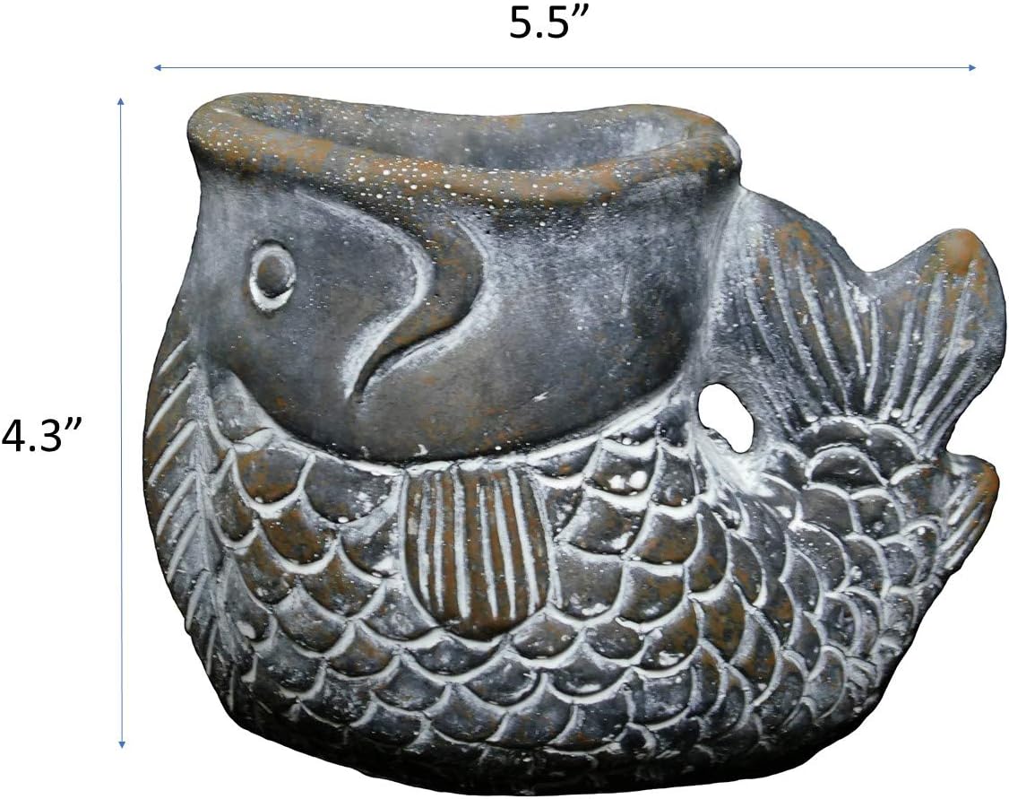 Cement Buddies Animal Planter - Cute Desk Decoration - UV Coated Animal Vase w/Removable Drain Plug -Succulent Planter for Indoor/Outdoor Use (Largemouth Bass, Bronze, Small)