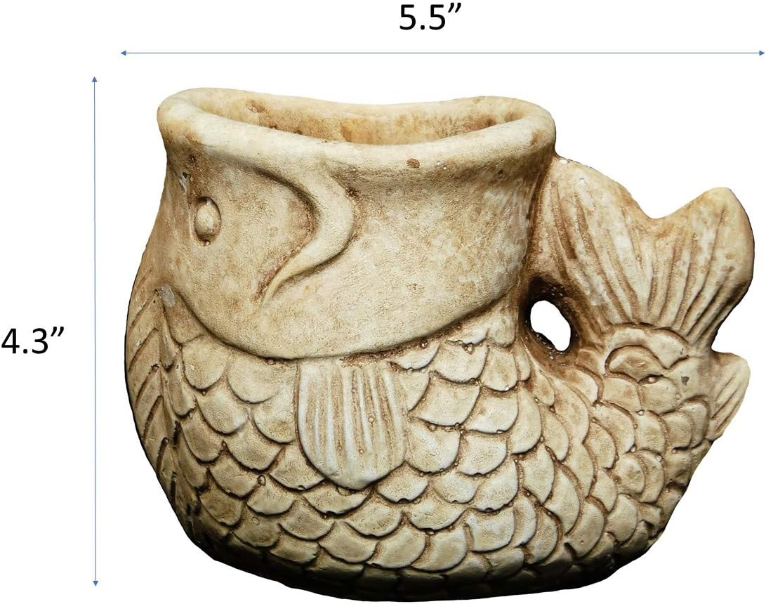 Cement Buddies Animal Planter - Cute Desk Decoration - UV Coated Animal Vase w/Removable Drain Plug -Succulent Planter for Indoor/Outdoor Use (Largemouth Bass, Bronze, Small)