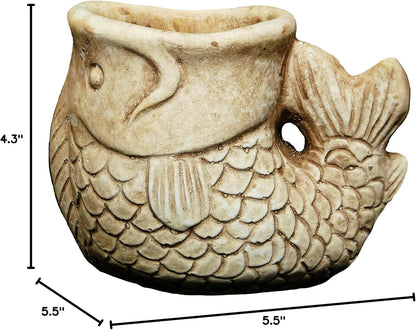 Cement Buddies Animal Planter - Cute Desk Decoration - UV Coated Animal Vase w/Removable Drain Plug -Succulent Planter for Indoor/Outdoor Use (Largemouth Bass, Bronze, Small)