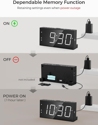 Digital Alarm Clocks for Bedrooms, Dual Alarms, 7.5-Inch Large Display