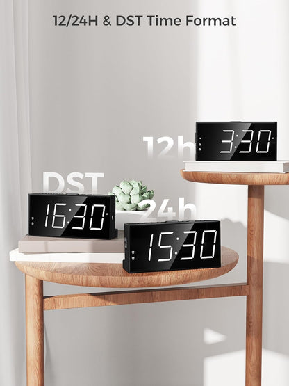 Digital Alarm Clocks for Bedrooms, Dual Alarms, 7.5-Inch Large Display