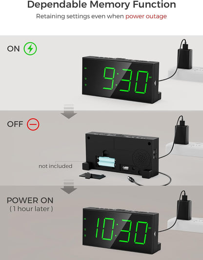 Digital Alarm Clocks for Bedrooms, Dual Alarms, 7.5-Inch Large Display