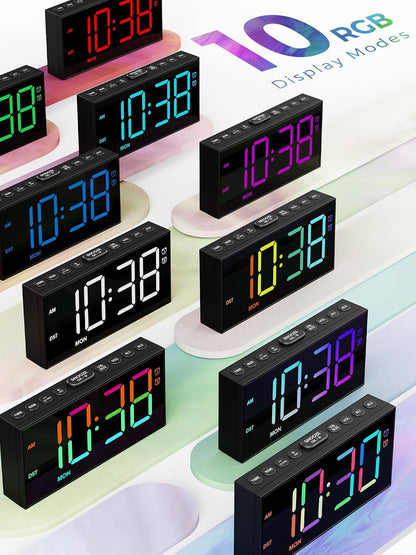 Digital Alarm Clocks for Bedrooms, Dual Alarms, 7.5-Inch Large Display