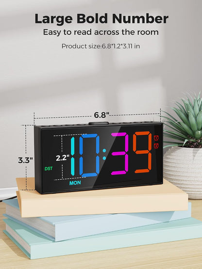 Digital Alarm Clocks for Bedrooms, Dual Alarms, 7.5-Inch Large Display