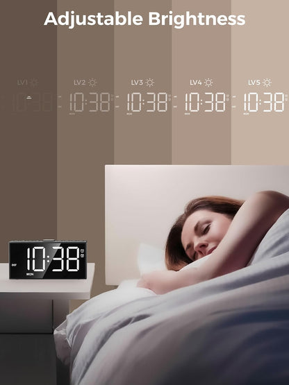 Digital Alarm Clocks for Bedrooms, Dual Alarms, 7.5-Inch Large Display