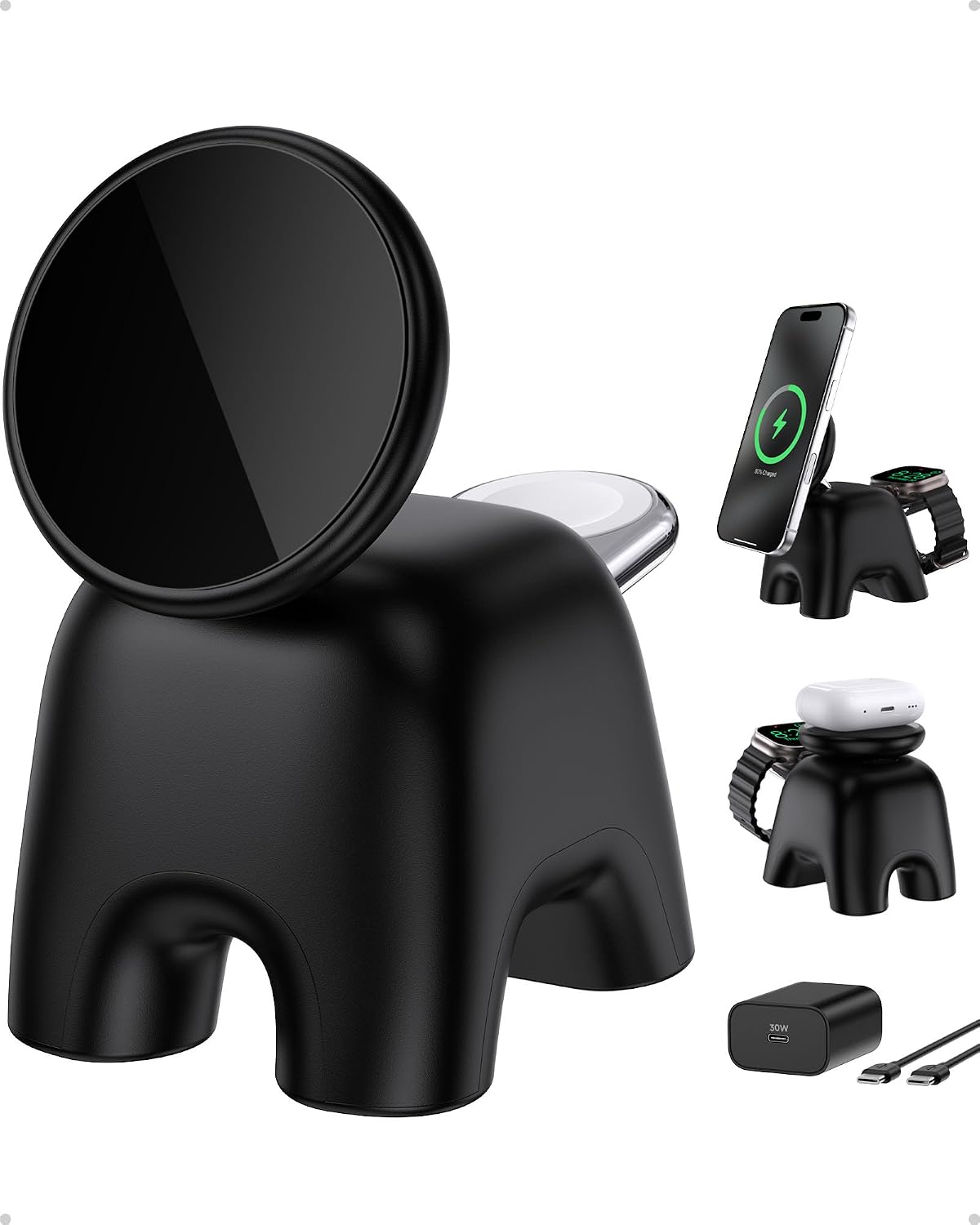 Magnetic Wireless Charging Station, Charger Stand for iPhone Apple Watch