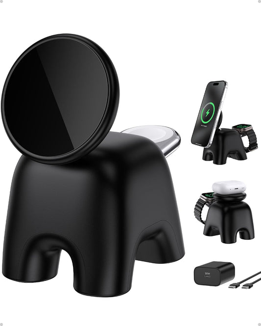 Magnetic Wireless Charging Station, Charger Stand for iPhone Apple Watch