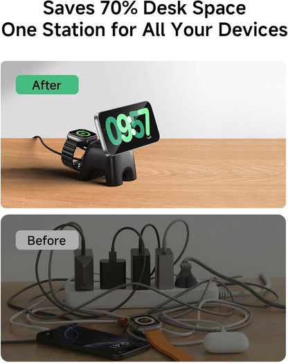 Magnetic Wireless Charging Station, Charger Stand for iPhone Apple Watch