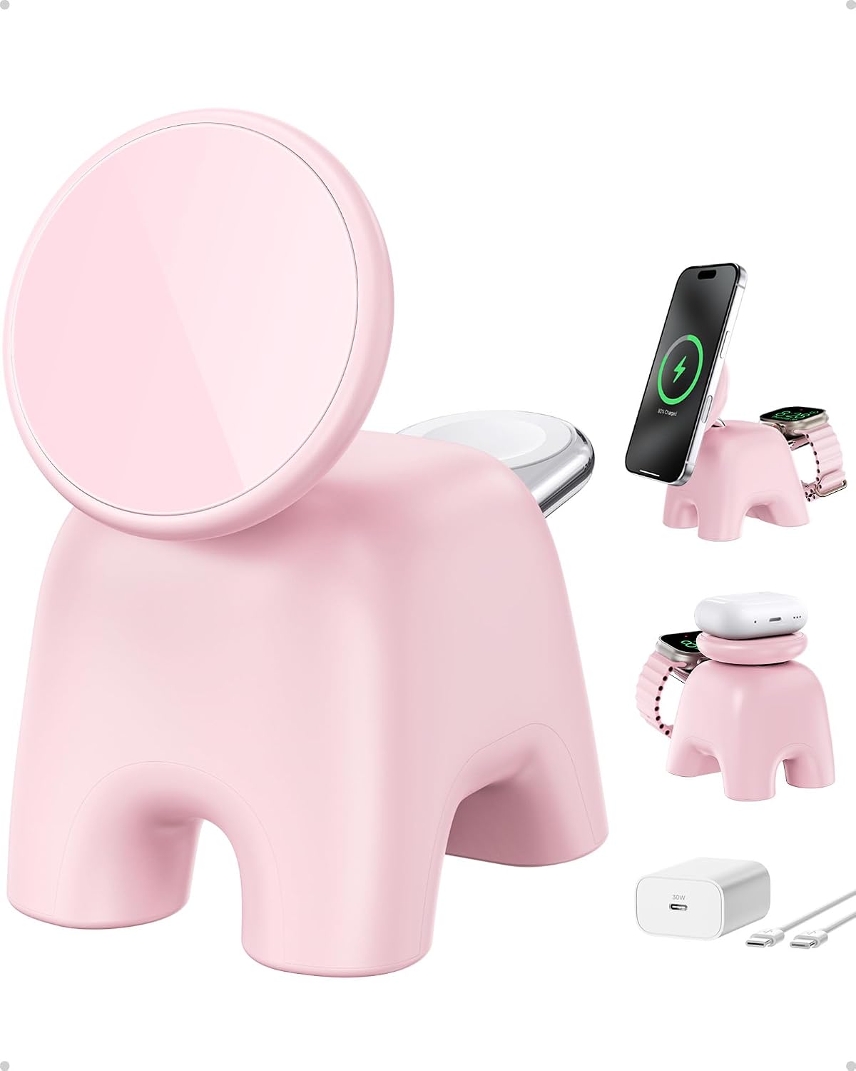 Magnetic Wireless Charging Station, Charger Stand for iPhone Apple Watch
