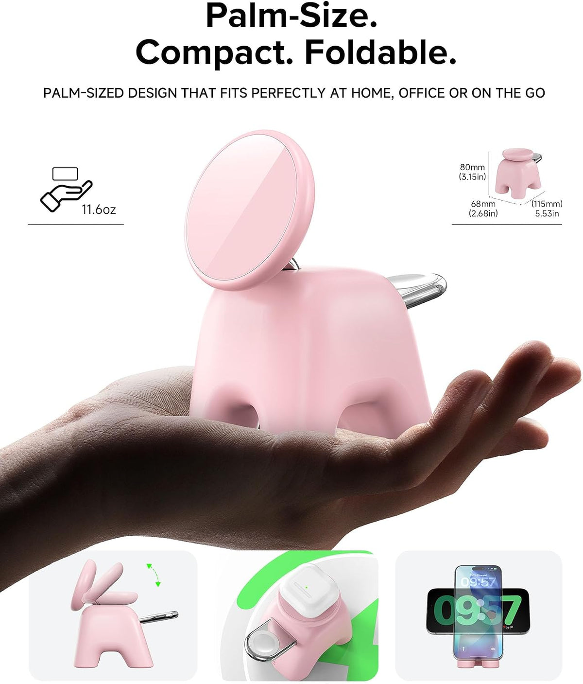Magnetic Wireless Charging Station, Charger Stand for iPhone Apple Watch