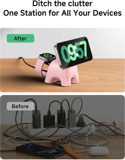 Magnetic Wireless Charging Station, Charger Stand for iPhone Apple Watch