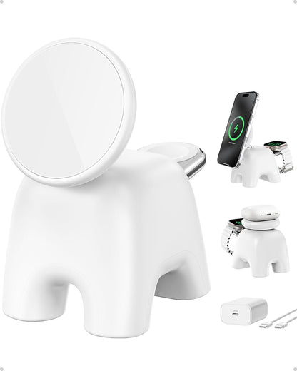 Magnetic Wireless Charging Station, Charger Stand for iPhone Apple Watch