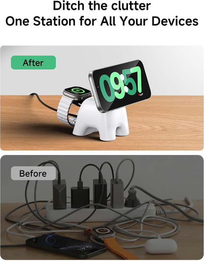 Magnetic Wireless Charging Station, Charger Stand for iPhone Apple Watch