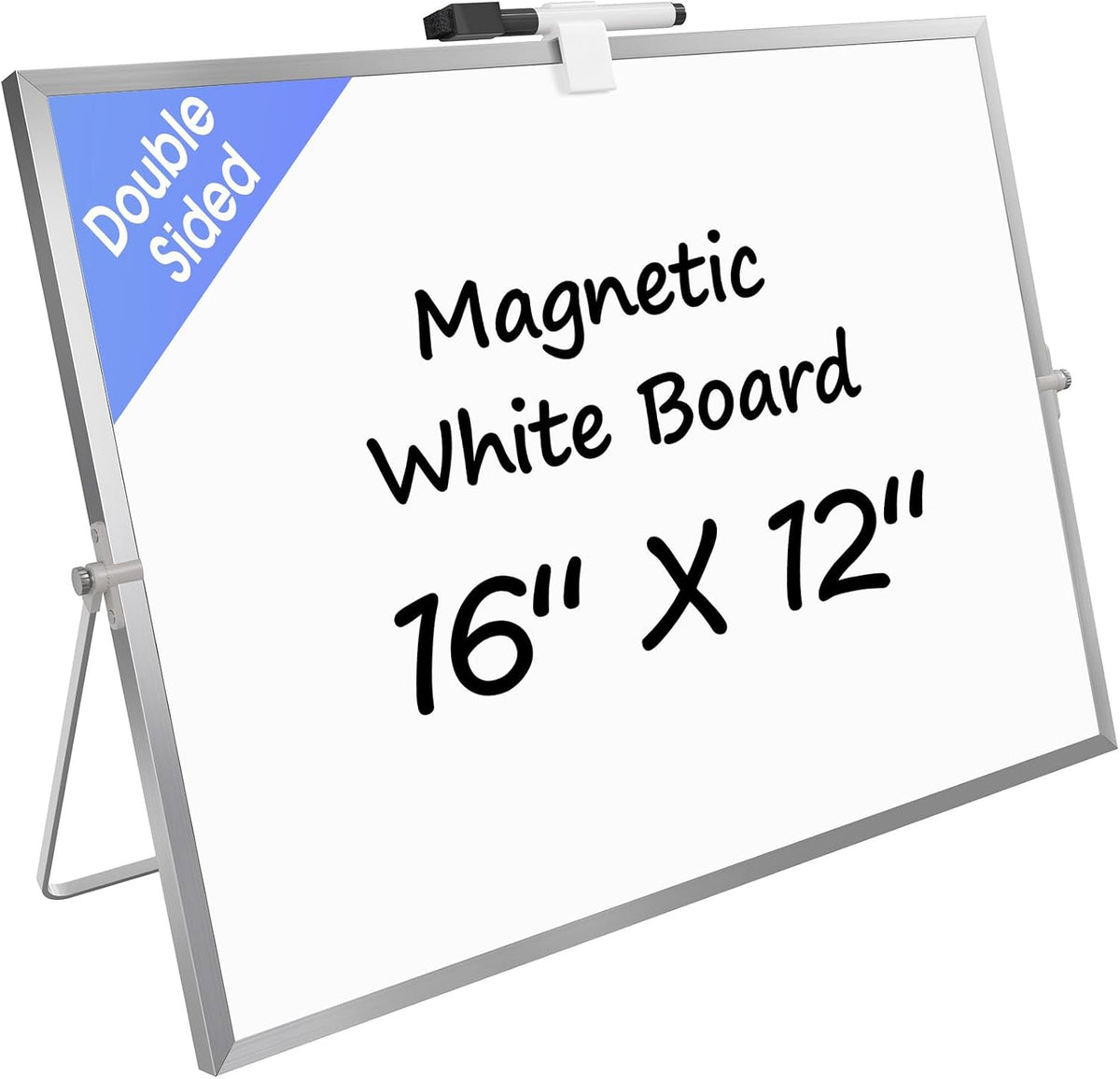 Dry Erase Board with Stand 16" x 12", Small Whiteboard for Desk
