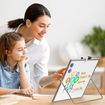 Dry Erase Board with Stand 16" x 12", Small Whiteboard for Desk