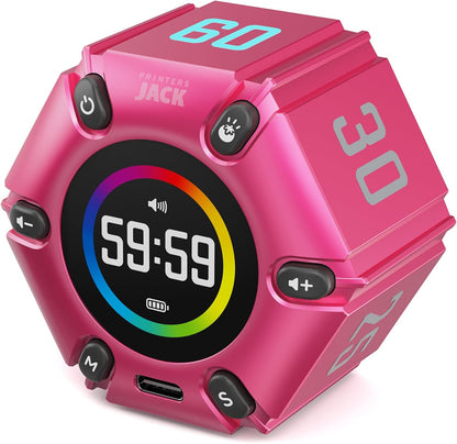 Smart FILP Pomodoro Timer 3/5/10/25/30/60min Preset, Silent & Sound Alarm