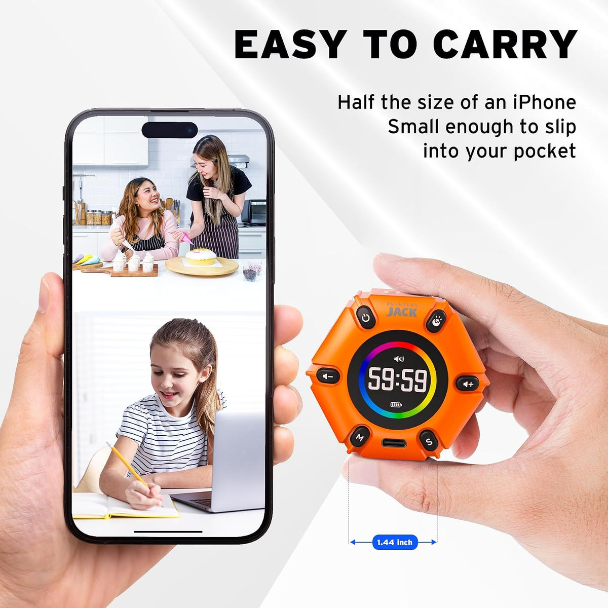 Smart FILP Pomodoro Timer 3/5/10/25/30/60min Preset, Silent & Sound Alarm