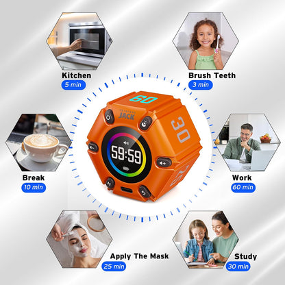 Smart FILP Pomodoro Timer 3/5/10/25/30/60min Preset, Silent & Sound Alarm
