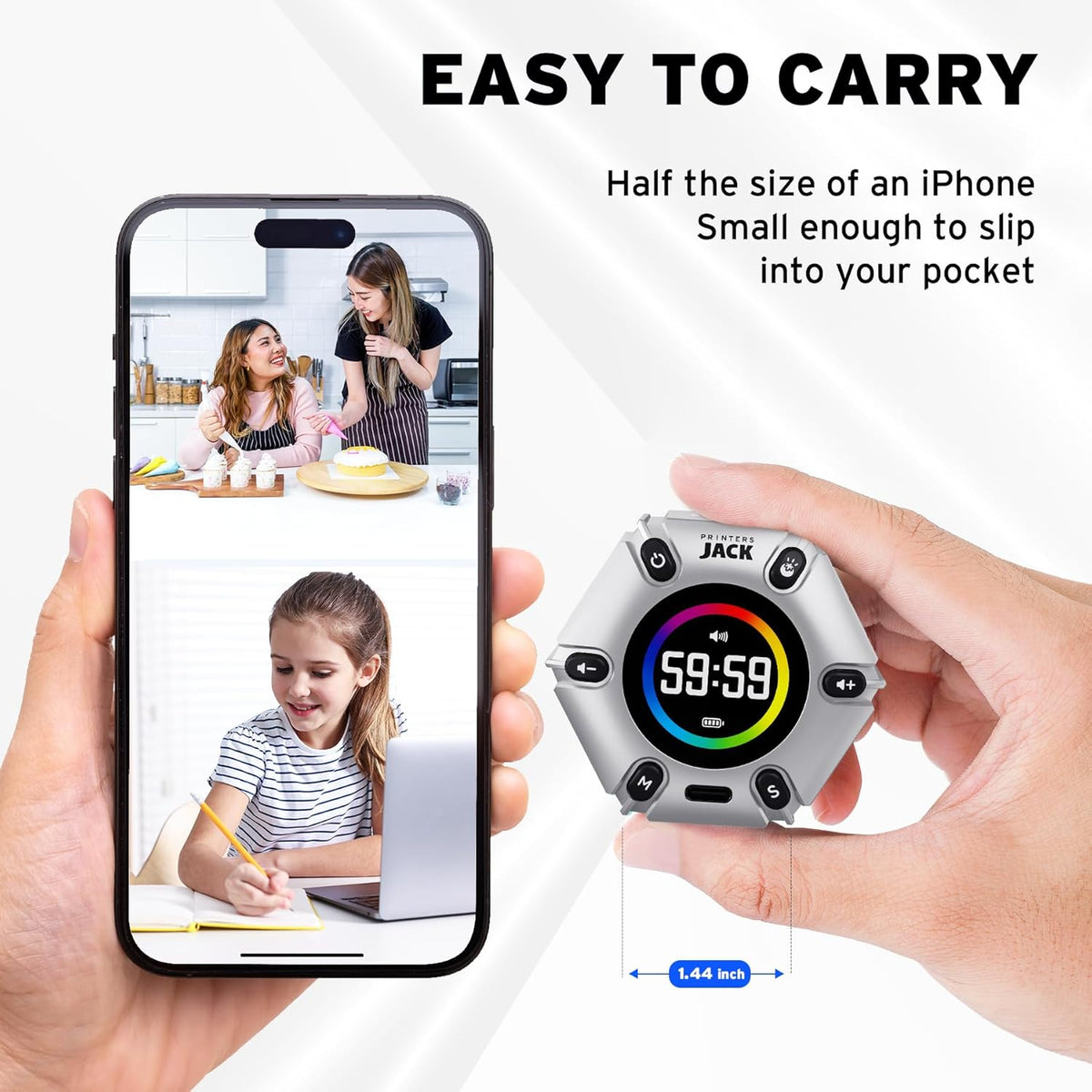 Smart FILP Pomodoro Timer 3/5/10/25/30/60min Preset, Silent & Sound Alarm