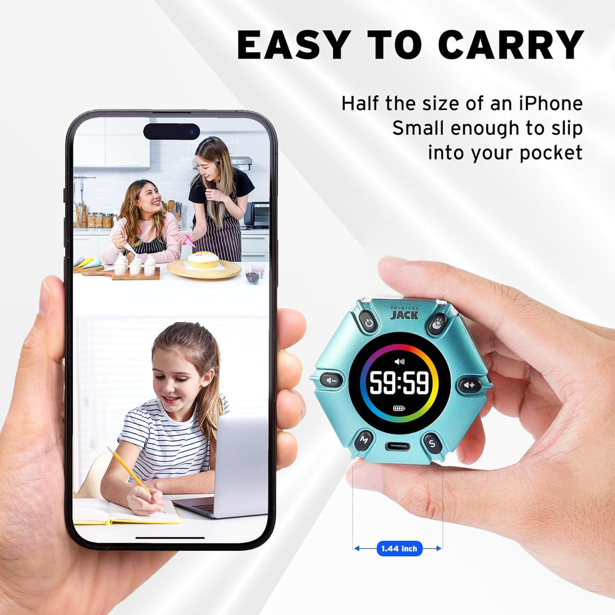 Smart FILP Pomodoro Timer 3/5/10/25/30/60min Preset, Silent & Sound Alarm
