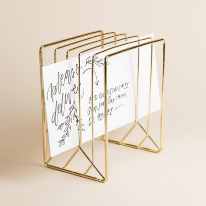 Mail Organizer, Metal Letter Sorter, Desk Organizer, Gold