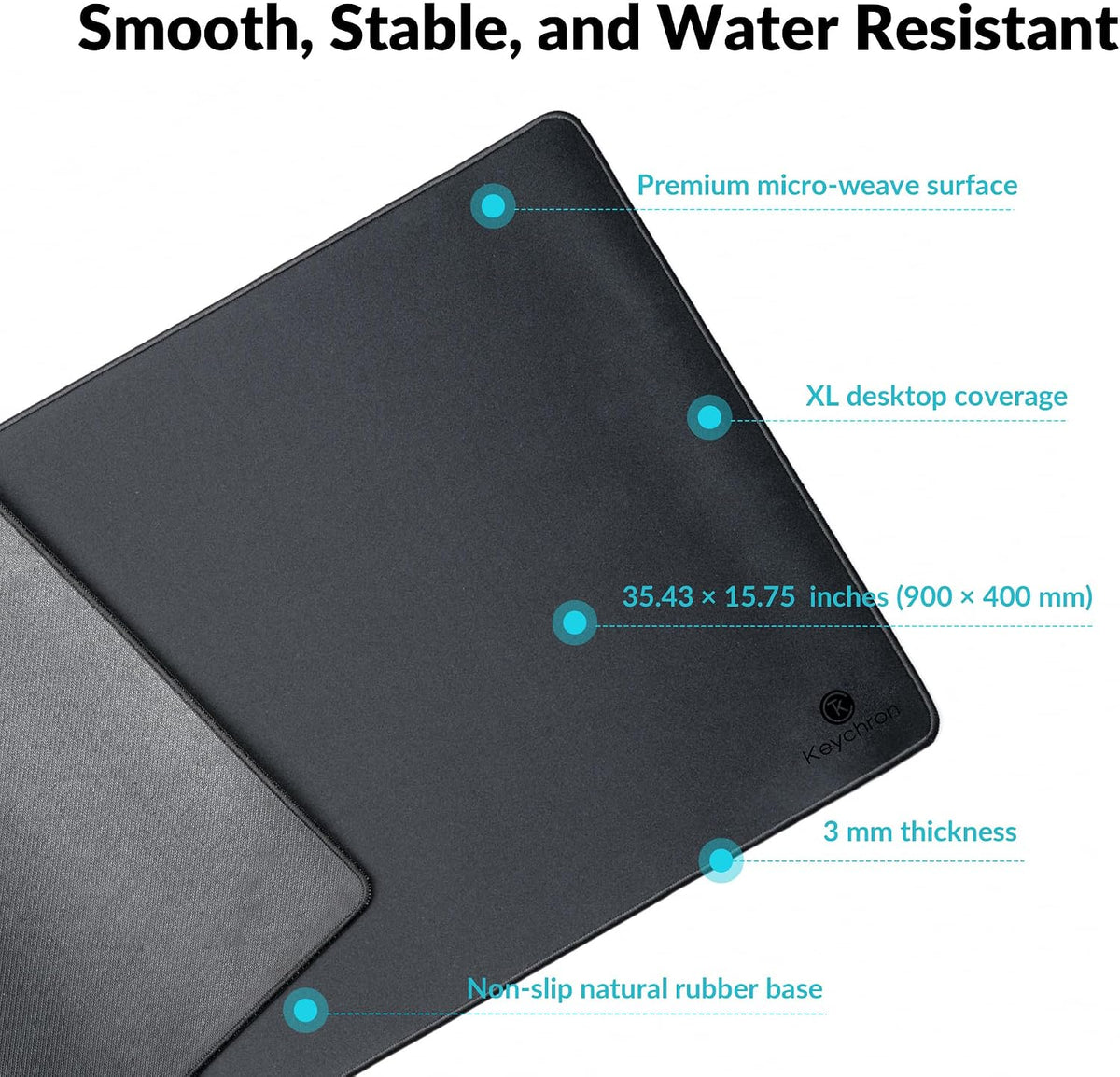 XL Gaming Mouse Pad Desk Mat, 35.4" × 15.7", Soft Micro-Weave Surface, Non-Slip Rubber Base, Anti-Fray Stitched Edges, Extended Large Mousepad for Gaming & Office – Black