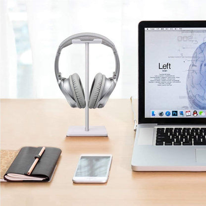 Headphone Stand Gaming Headset Holder Universal Aluminum Metal Headphone Holder Hanger with Aluminum Supporting Bar Flexible Headrest ABS Solid Base for All Headphone,White