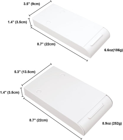 2 Packs Under Desk Drawers, Slide Out Drawer Attachment, Plastic Desk Accessories & Workspace Organizers, Self-Adhesive Hidden Desktop Pen Holder for Office School Home (White)