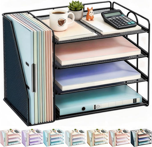 4-Tier Paper Organizer With Magazine Holder
