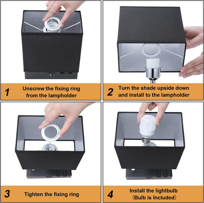 Bedside Table Lamp for Bedroom Nightstand - Stepless Dimmable, 2 AC Outlets