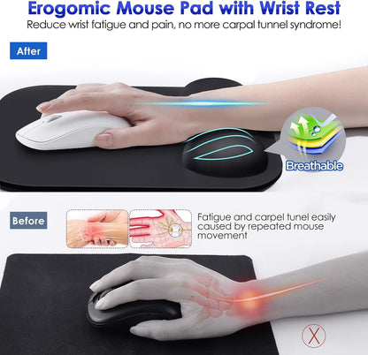 Large Smooth Superfine Fibre Memory Foam Ergonomic Mouse Pad Wrist Rest Support Mousepad with Nonslip Base for Laptop, Computer, Gaming&Office