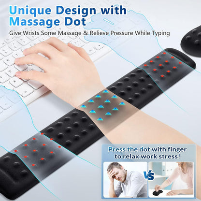 Large Smooth Superfine Fibre Memory Foam Ergonomic Mouse Pad Wrist Rest Support Mousepad with Nonslip Base for Laptop, Computer, Gaming&Office