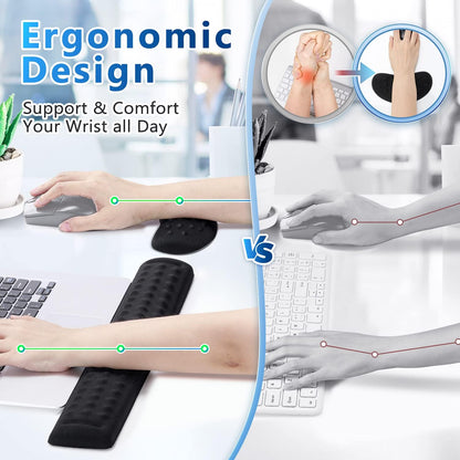 Large Smooth Superfine Fibre Memory Foam Ergonomic Mouse Pad Wrist Rest Support Mousepad with Nonslip Base for Laptop, Computer, Gaming&Office