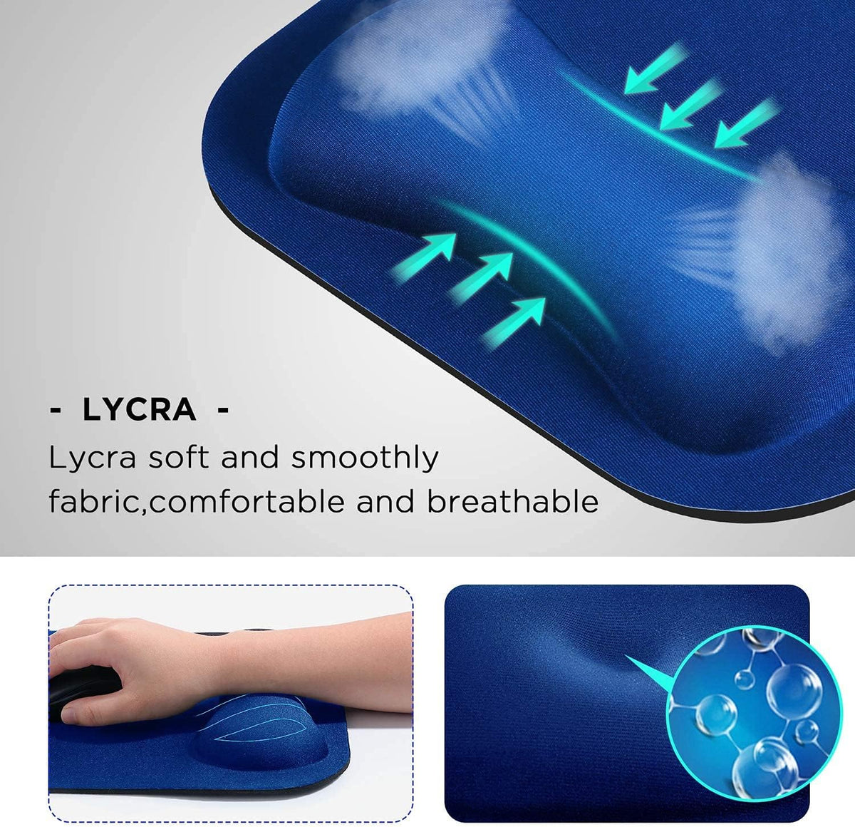 Large Smooth Superfine Fibre Memory Foam Ergonomic Mouse Pad Wrist Rest Support Mousepad with Nonslip Base for Laptop, Computer, Gaming&Office
