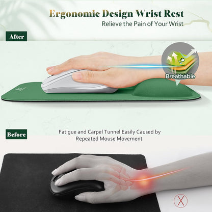 Large Smooth Superfine Fibre Memory Foam Ergonomic Mouse Pad Wrist Rest Support Mousepad with Nonslip Base for Laptop, Computer, Gaming&Office