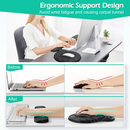 Large Smooth Superfine Fibre Memory Foam Ergonomic Mouse Pad Wrist Rest Support Mousepad with Nonslip Base for Laptop, Computer, Gaming&Office