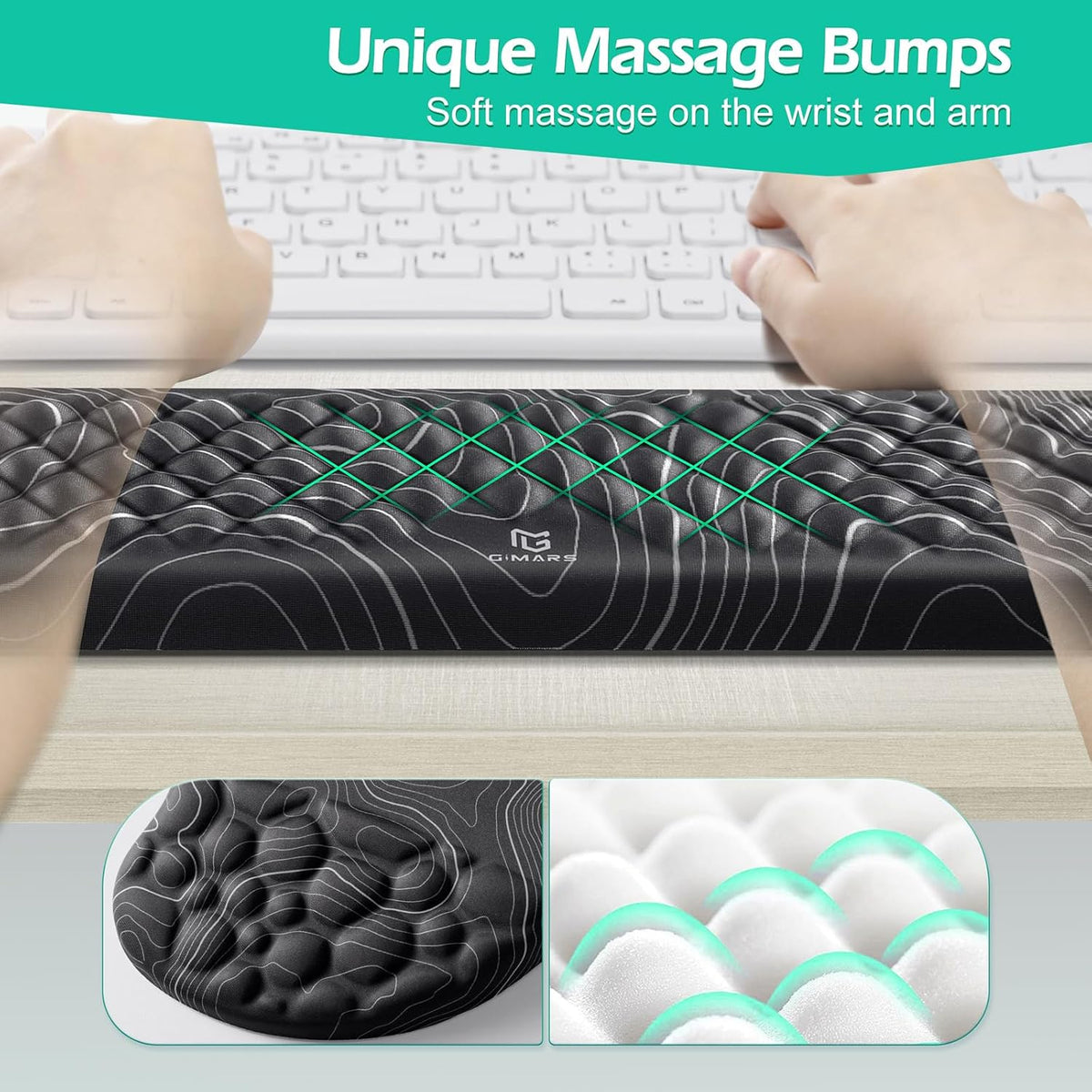 Large Smooth Superfine Fibre Memory Foam Ergonomic Mouse Pad Wrist Rest Support Mousepad with Nonslip Base for Laptop, Computer, Gaming&Office