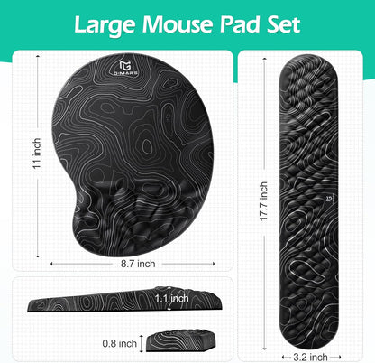 Large Smooth Superfine Fibre Memory Foam Ergonomic Mouse Pad Wrist Rest Support Mousepad with Nonslip Base for Laptop, Computer, Gaming&Office