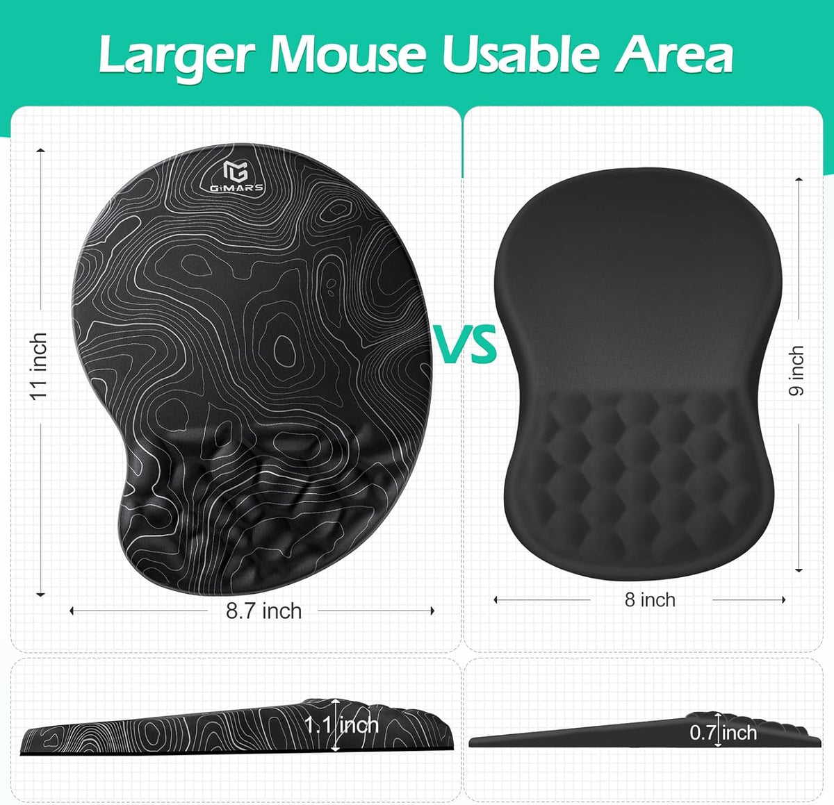 Large Smooth Superfine Fibre Memory Foam Ergonomic Mouse Pad Wrist Rest Support Mousepad with Nonslip Base for Laptop, Computer, Gaming&Office