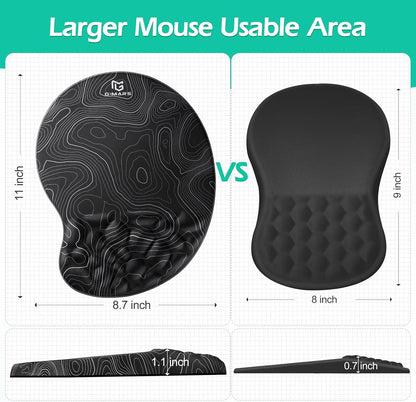 Large Smooth Superfine Fibre Memory Foam Ergonomic Mouse Pad Wrist Rest Support Mousepad with Nonslip Base for Laptop, Computer, Gaming&Office