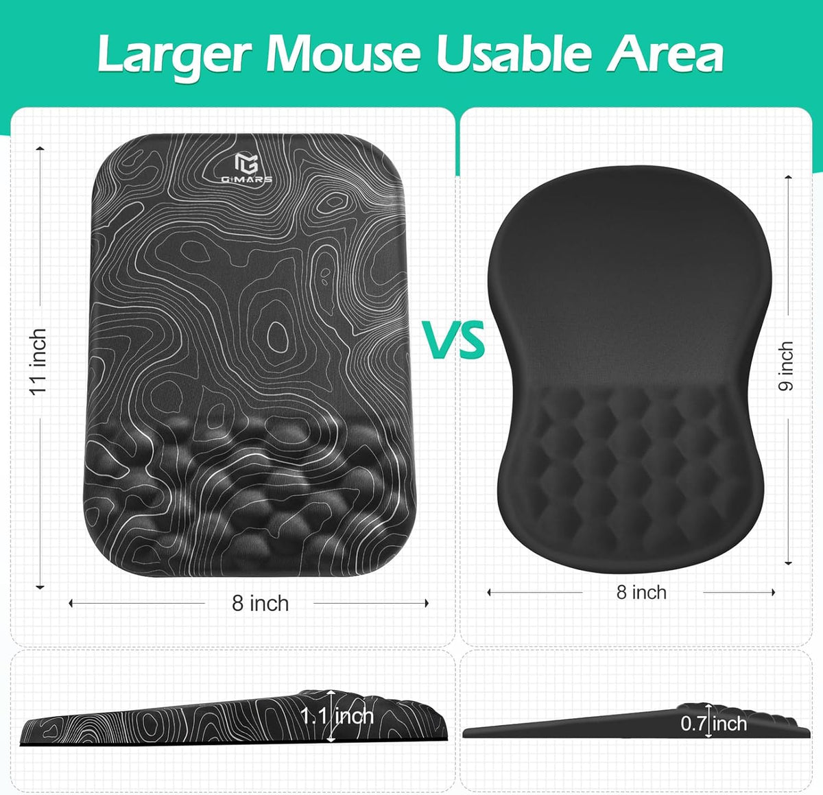 Large Smooth Superfine Fibre Memory Foam Ergonomic Mouse Pad Wrist Rest Support Mousepad with Nonslip Base for Laptop, Computer, Gaming&Office