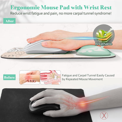 Large Smooth Superfine Fibre Memory Foam Ergonomic Mouse Pad Wrist Rest Support Mousepad with Nonslip Base for Laptop, Computer, Gaming&Office