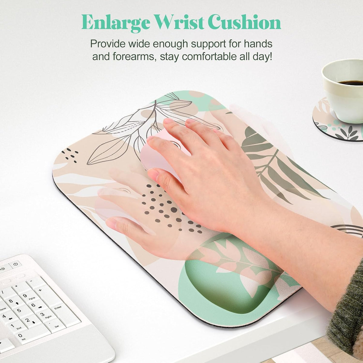Large Smooth Superfine Fibre Memory Foam Ergonomic Mouse Pad Wrist Rest Support Mousepad with Nonslip Base for Laptop, Computer, Gaming&Office